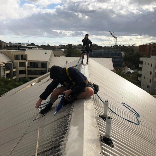 2 Static Lines installed in Erskineville. Static lines give better access and safety than just anchor points. This system includes improved Energy Absorbing capacity to reduce harness injuries in the case of fall arrest. #sydneyanchorpoints #roofsafety #safetyfirst #staticline #anchorpoints #sydney